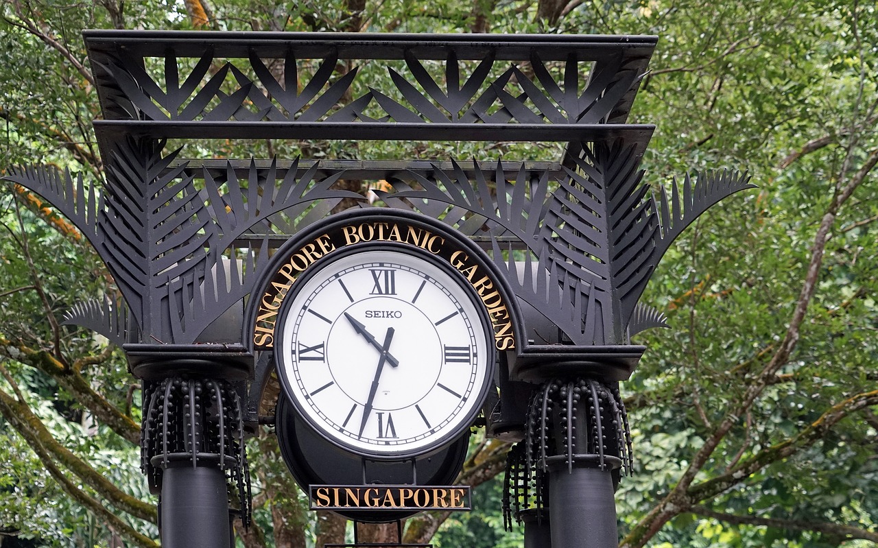 clock, botanical garden, singapore