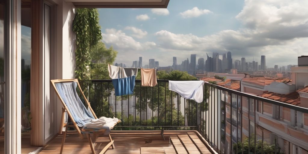 drying laundry on balcony