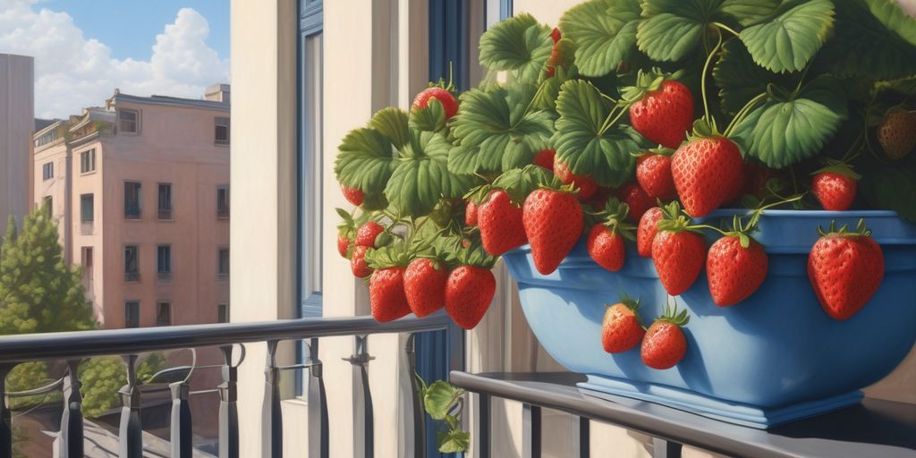 strawberries on balcony