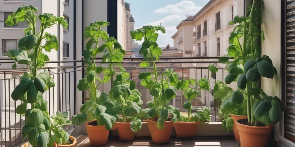 zucchini plant on balcony